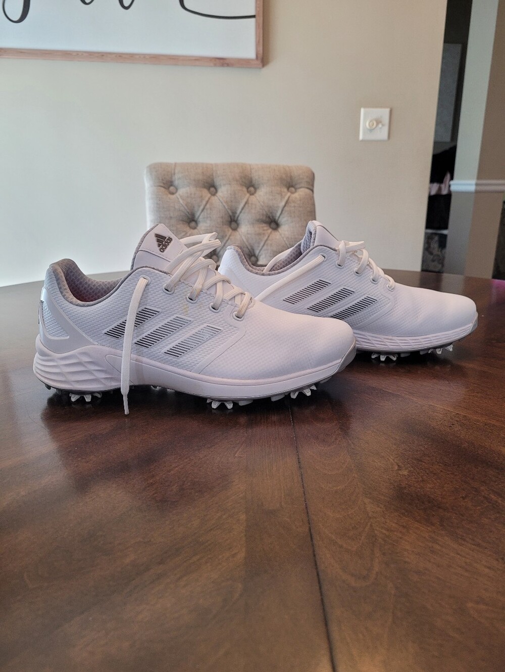 adidas Men's White and Gray Golf Spikeless-Style Athletic Shoes